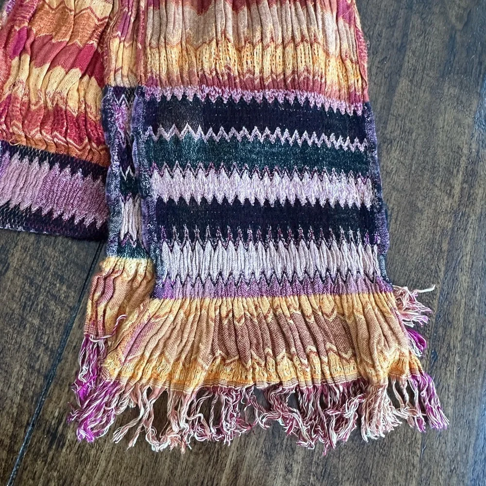 KRISH | Wool Blend Colorful Boho Tole Froissee Zigzag Scarf